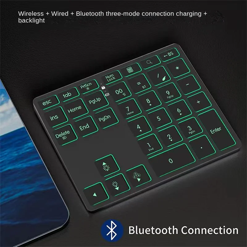 

2.4G Wireless Numeric Keypad Bluetooth Number Keypad Rechargeable Backlight Keypad for Laptop Tablets Dual Mode 35 Keys Keyboard