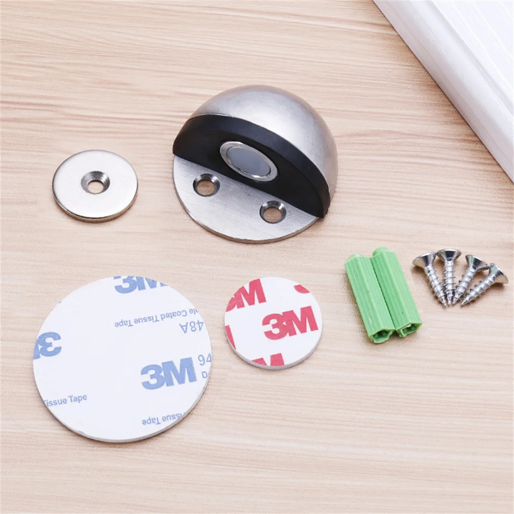 Stainless Steel Rubber Magnetic Door Stopper Non Punching Sticker Hidden Door Holders Floor Mounted Nail-free Stops door stopper magnetic door stopper