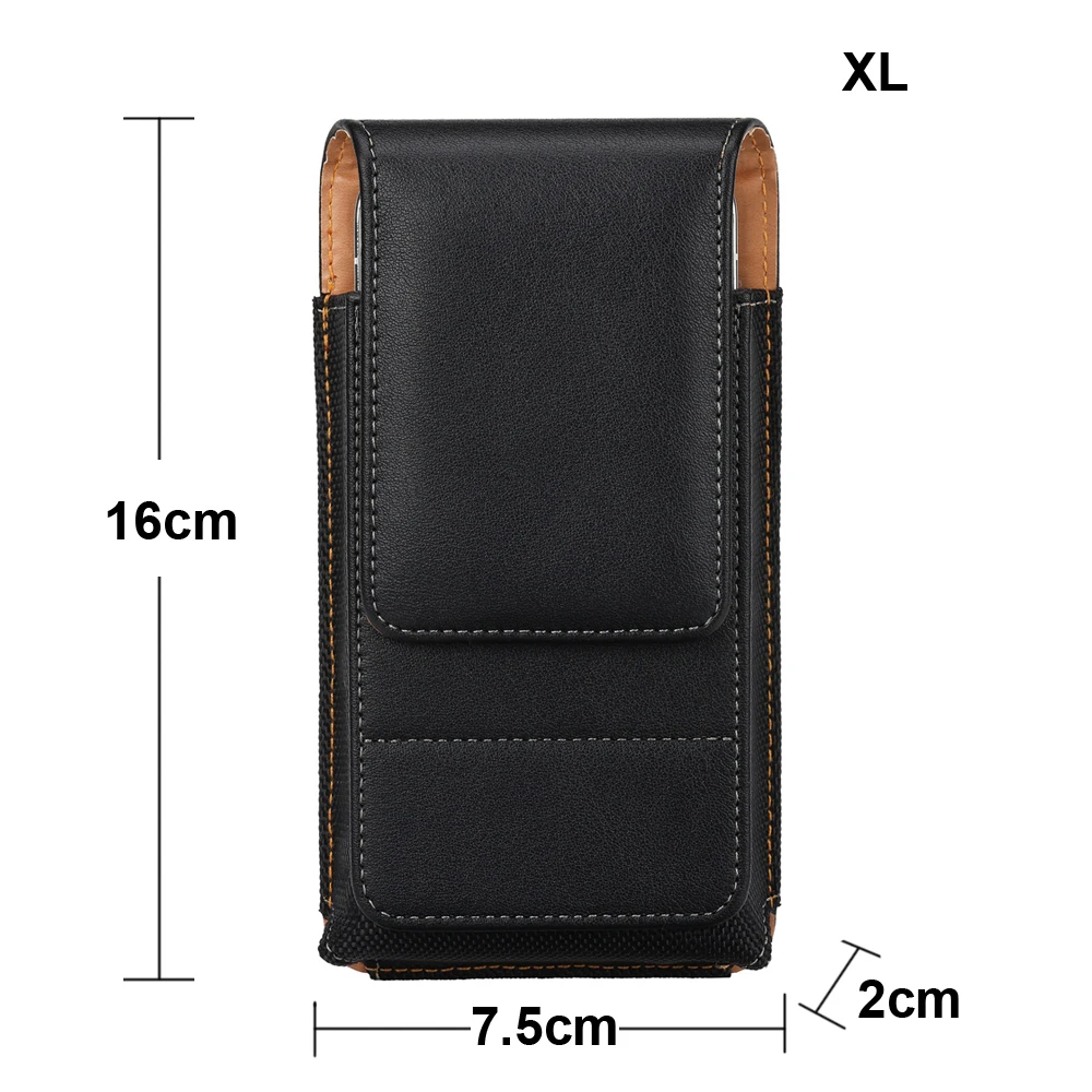 Universal Leather Phone Waist Bag with 360° Rotating Belt Clip