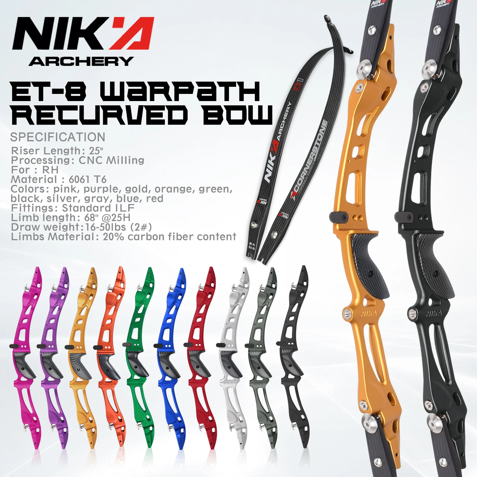 1 SET NIKA Archery Bow Shooting Equipment Recurve Bow New Release ET8