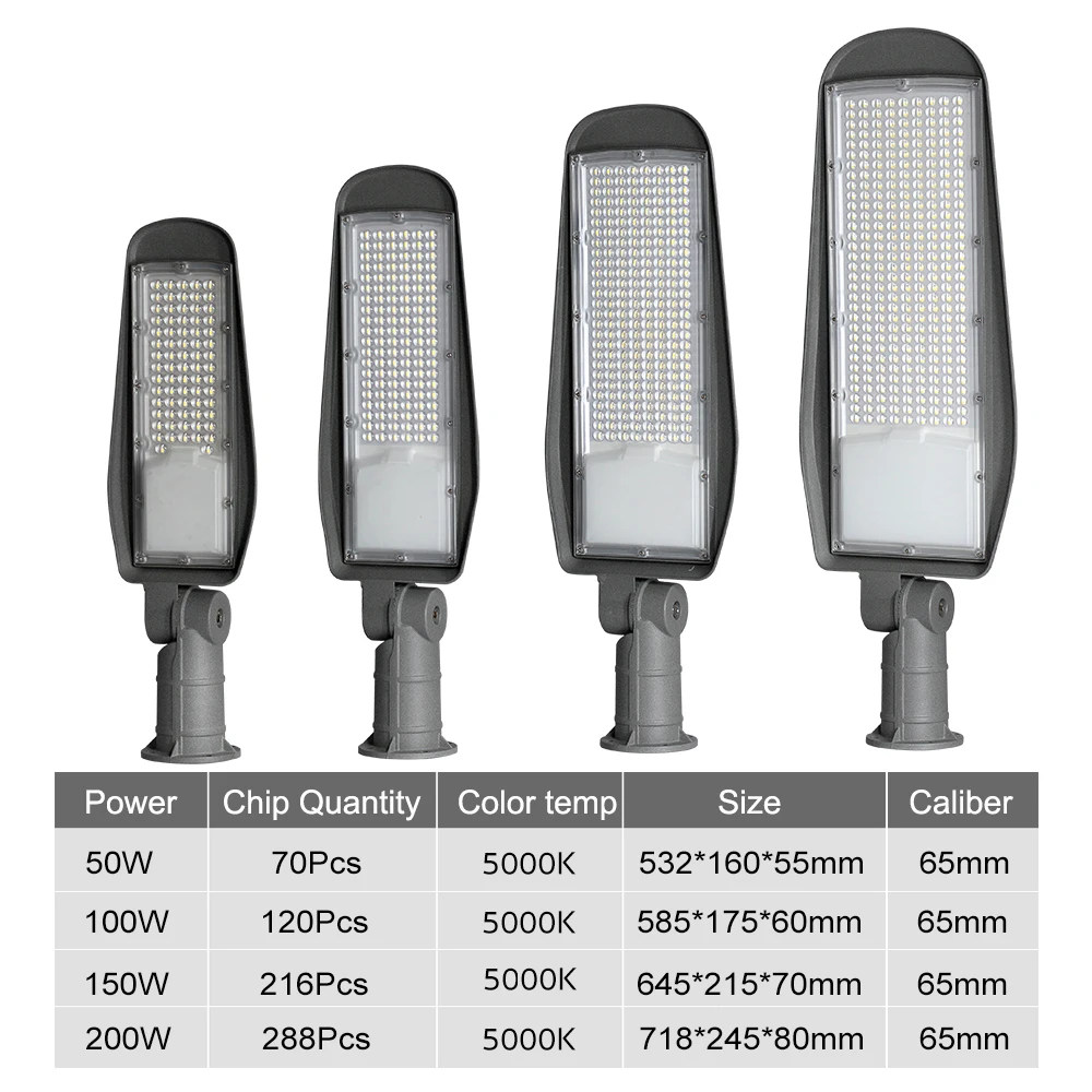 LED Street Lamp Super Bright LED Street Light 50W 100W 150W 200W IP66 Waterproof Outdoor Lighting Floodlight Spotlight Garden Road Lights