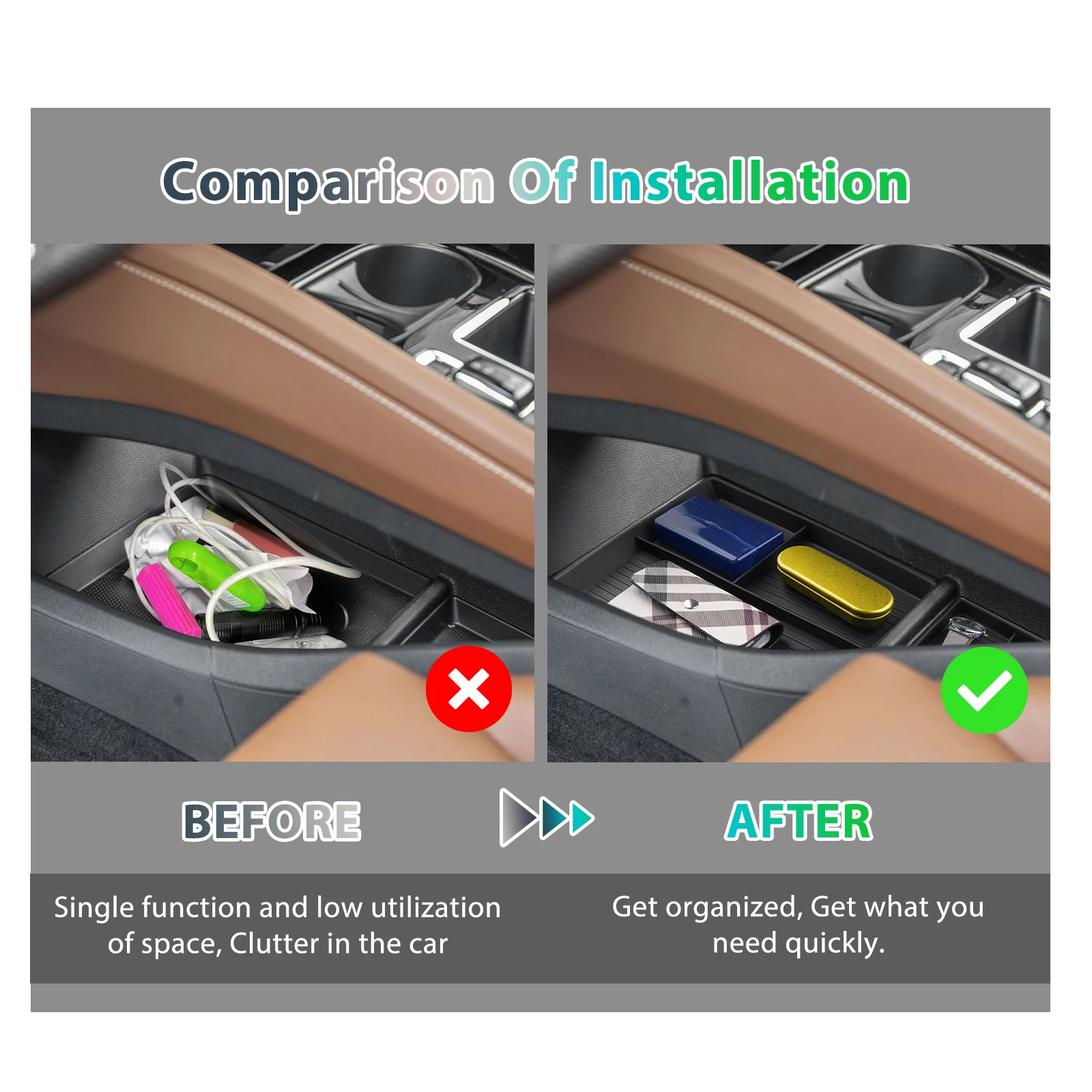 Фото RUIYA для Skoda Enyaq iV 2021 2022 2023 автомобиль центрального управления подлокотник ящик для хранения контейнер авто Skoda Enyaq iV аксессуары 2023 №2