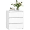 White Nightstand with 3 Drawers, White Bedside Table Night Stand for Bedroom with Cut-Out Handle, Sofa Side Table 3 Drawer 1