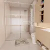 56-60" W × 76" H Frameless Glass Shower Door, Slidable Shower Door with Stainless Steel Handle, Waterproof and Shatterproof 2