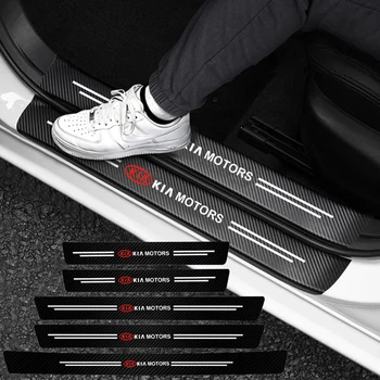 1/4/5Pcs For Kia Rio Soul Forte Sportage Picanto Niro Car accessories Door Sill Scuff Plate Decor Carbon Fiber Stickers 1