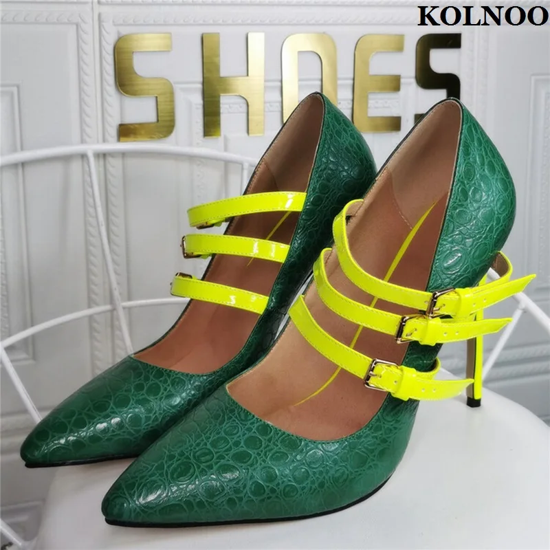 

Kolnoo Handmade New Hot Sale Ladies High Heels Pumps Buckle Straps Daily Wear Large Size US5-15 Evening Party Fashion Prom Shoes