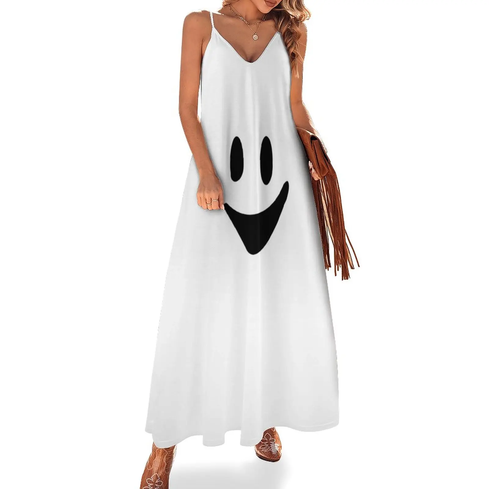 

New Ghost face Sleeveless Dress evening dress woman