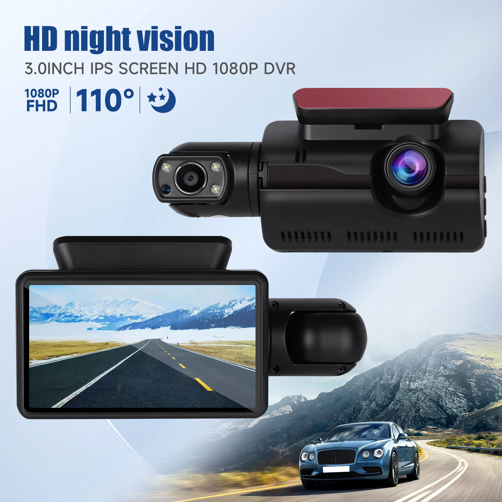 1080P Dual Lens Car Dash Cam with G Sensor
