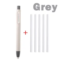 Set of 6 Pen-Shaped Press-Type Pencil Erasers with Replaceable Cores - Ideal for Sketching, Painting, Writing, and School Supplies (6pcs Grey set)