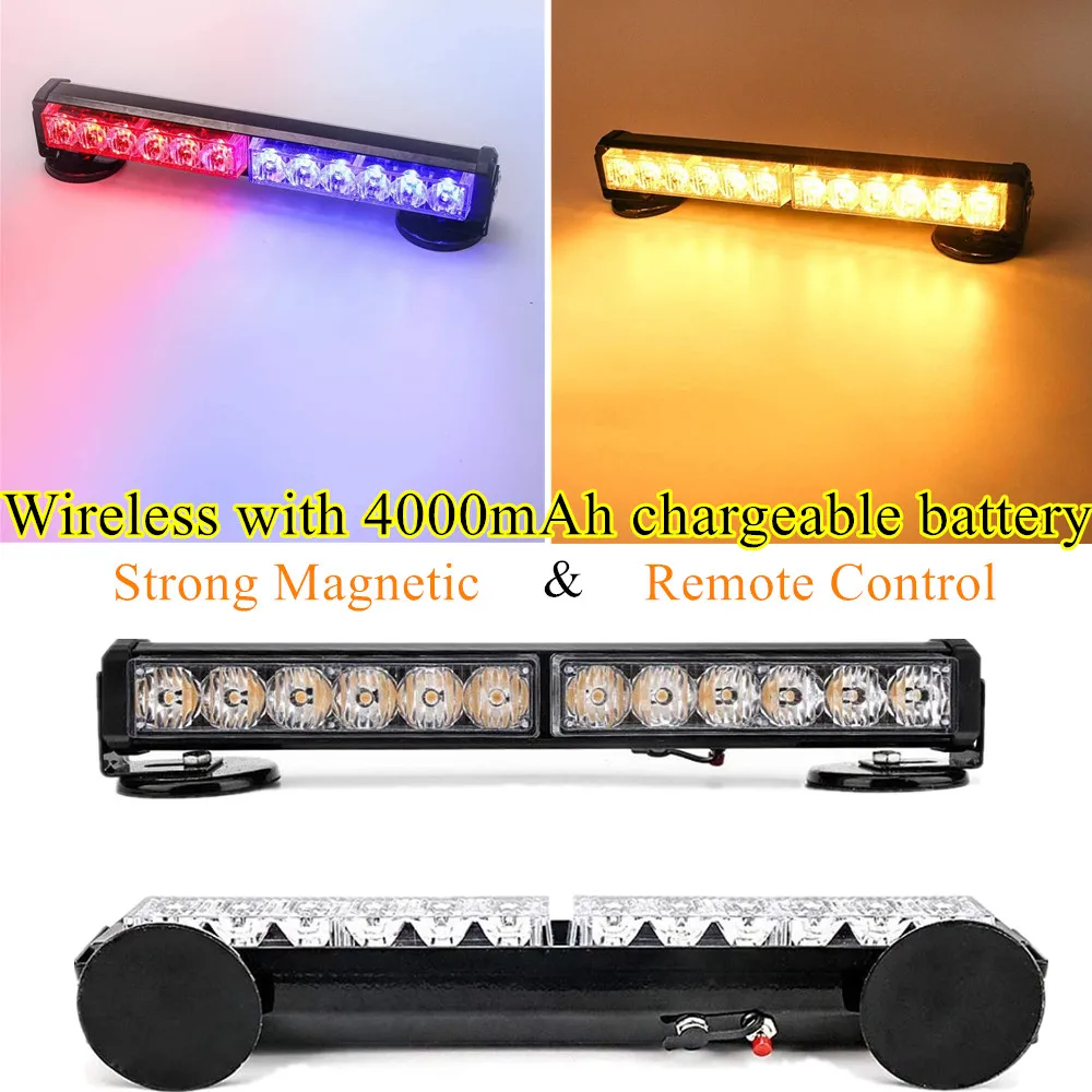 

12LED Car Strobe Warning Light Emergency Strobe Light Magnetic Flashing Lights with Car Charger US Remote Controller Side light