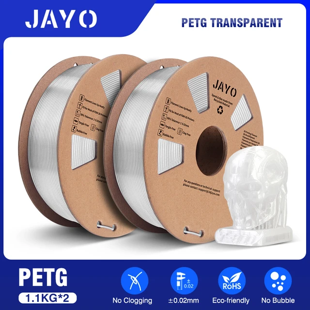 JAYO PETG 3d Printer Filament 1.75mm +/- 0.02mm petg 2 Rolls Excellent  Toughness Neatly 100% No Bubble For 3d Printer & 3D Pen