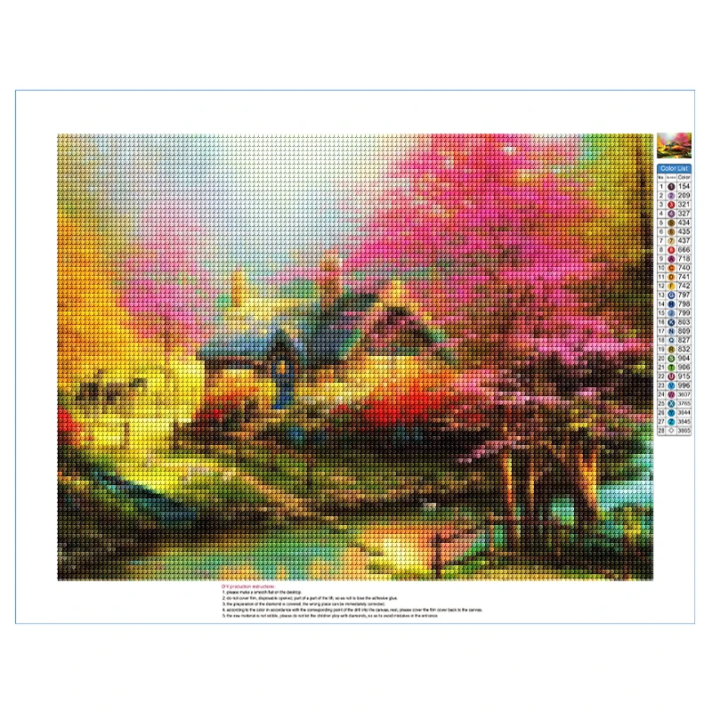 5D DIY Animal Diamond Painting Full Round Diamond Landscape Forest House Mosaic Embroidery Home Decor Gift