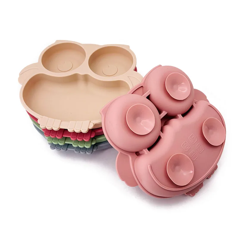 Silicone Dining Plate BPA Free Children Dishes Suction Plates for Toddlers Baby Training Feeding