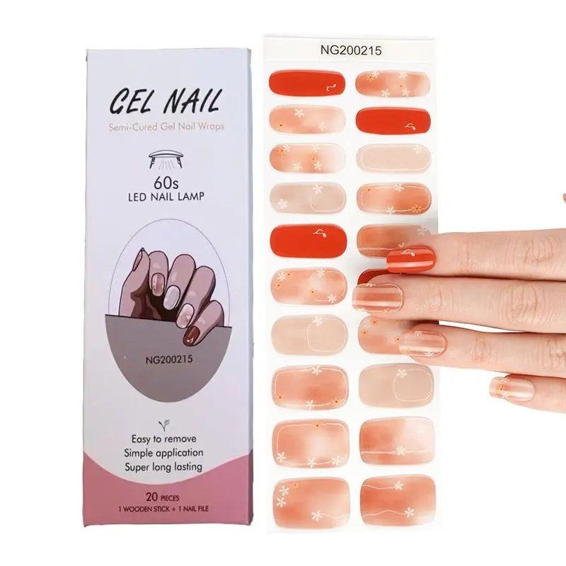 

1 Sheet Semi-Cured Gel Nail Stickers set for UV Lamp Designer 3D Nails Polish Wraps Fashion Gel Nail Art Stickers Nail Supplies