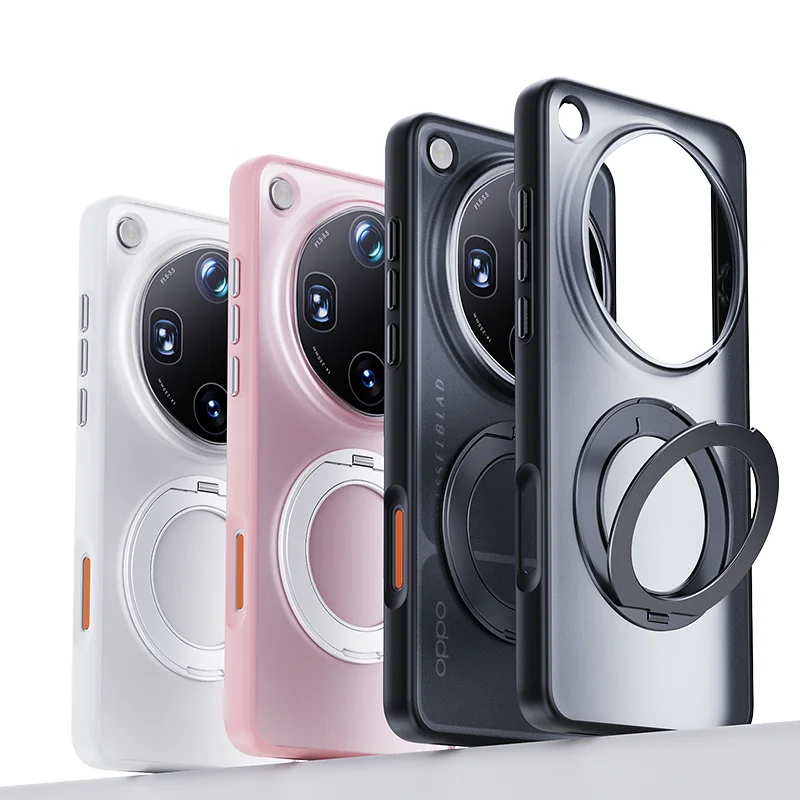 ELVEV Frosted Translucent Magnetic Phone Case with 360° Rotating Ring Holder