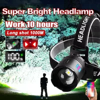 Most Powerful Long Range LED Headlamp 500W High Power Strong Light Head Flashlight Rechargeable USB Head Torch Fishing Headlight