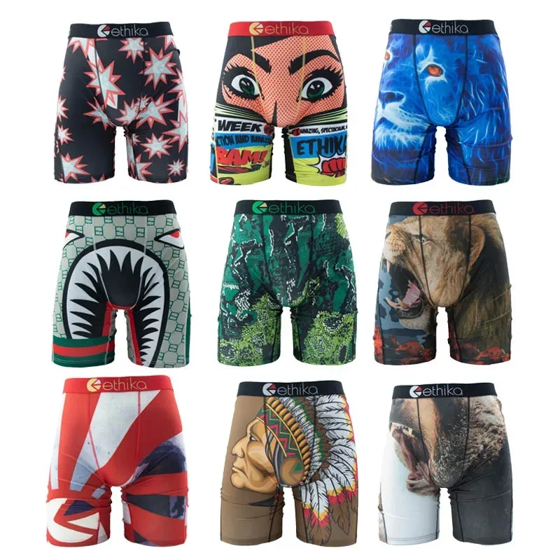 Men Underwear Boxers Fashion Printed  Male Panties Lingerie Men Underpants Boxershorts Trunks Plus Size Breathable Men's Boxers