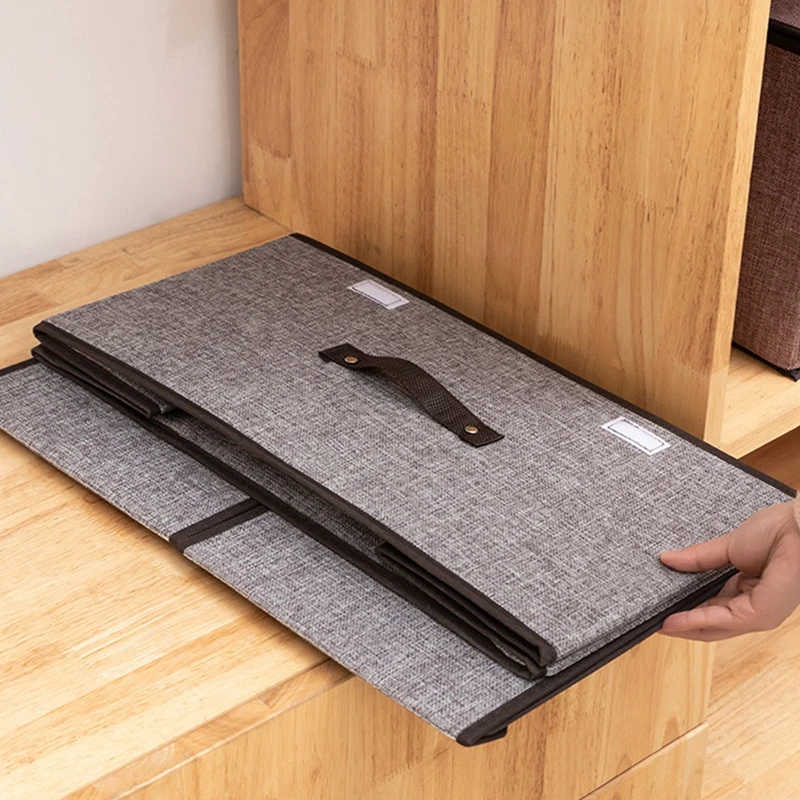 Cotton Linen Fabric Double Lid Foldable Storage Box Sundry Organiser Storage Box 3