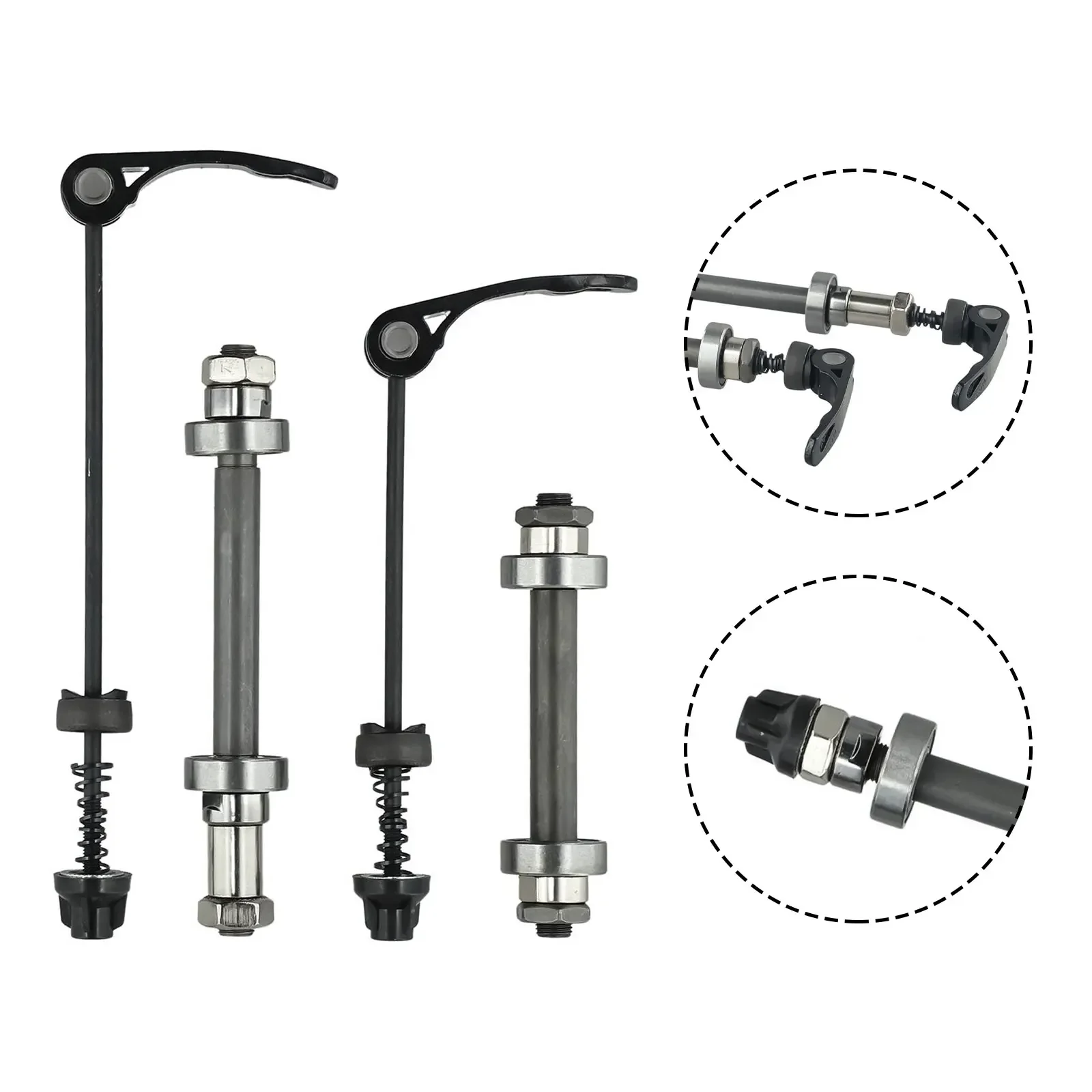 Set Mozzo A Sgancio Rapido Per Bicicletta, Assi Anteriore E Posteriore Con 2 Cuscinetti 6000, Per Bici Da Strada E MTB, Acciaio Nero