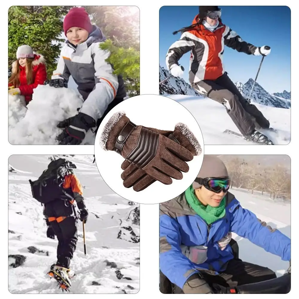 

Warm Cycling Gloves Fashion Outdoor Sports Plus Velvet Full Finger Gloves Thick Non-slip Touch Screen Gloves