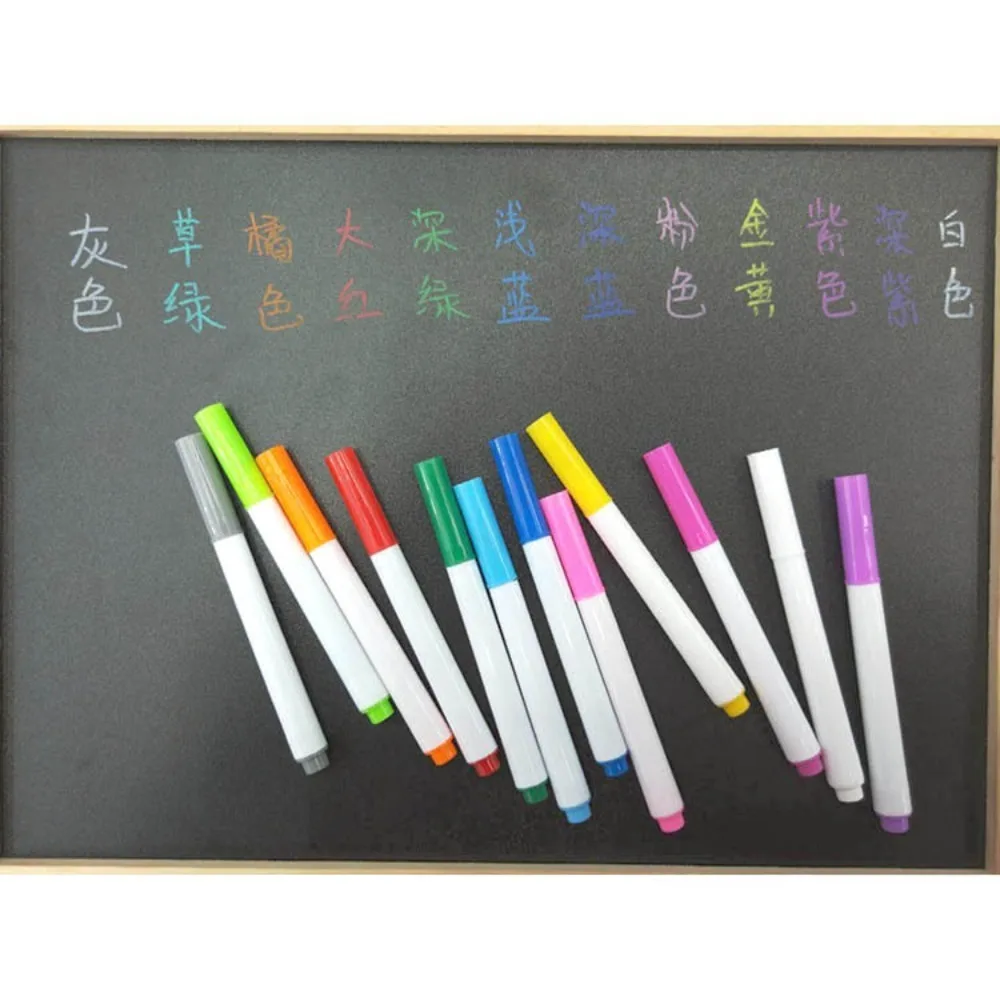 12Set Different Colors Water-Soluble Liquid Chalk Children's Drawing Non-dust Board Chalk Removable Marker Pen Teacher Supplies