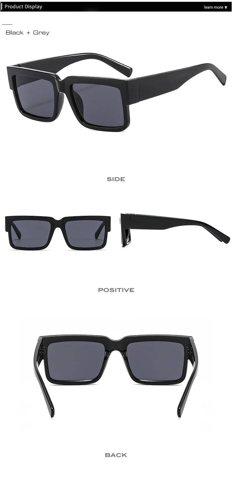 Retro vierkante zonnebril voor heren en dames gradient uv400_voghion.com