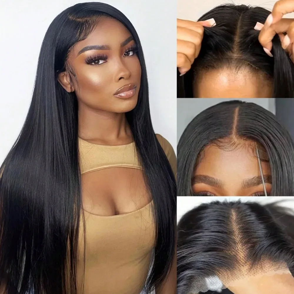 13x4 13x6 Lace Front Straight Wigs Human Hair Glueless Pre Plucked Bleached Knots 200% Density Ready To Go Glueless Wigs 30 Inch