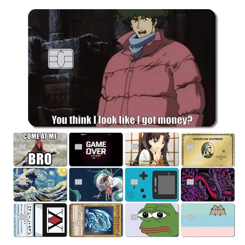 

Mclovin Anime Tape Cartoon Cute Cat Game Funny Chocolate Matte PVC Sticker Film Skin Case for Small Chip Credit Card