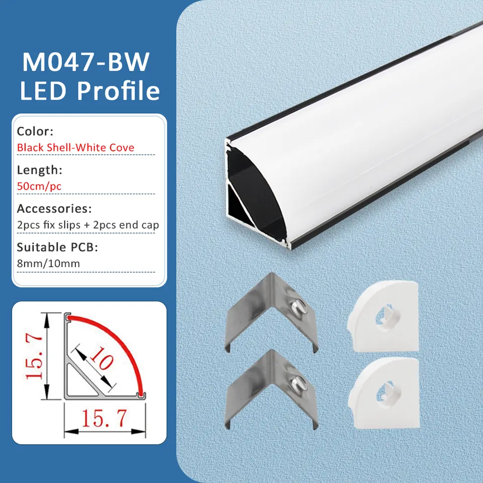 LED Strip Aluminum Profile 50CM Recessed Surface Mounted Aluminium Channel with Diffuser PC Cover for 8mm 10mm Linear Lighting image 13