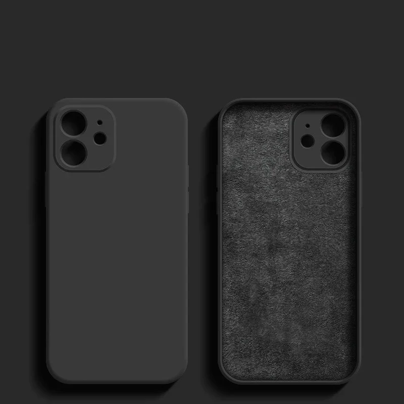 Black Liquid Silicone Phone Case for IPhone 13 12 11 14 15 Pro XS Max XR X 8 7 6S 6 Plus SE 2020 Soft Back Cover - 2