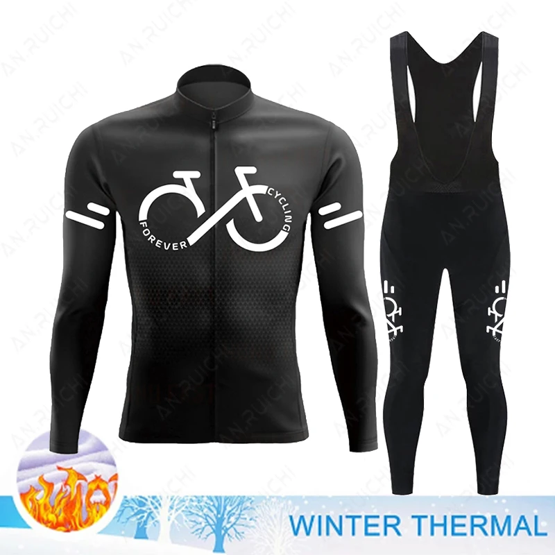 Cycling Jersey Cycling Suit Cycling Jersey Set Winter Thermal Fleece Cycling Jersey Set Mens Mountian Bicycle Clothes Wear Ropa Ciclismo Racing Team Bike Cycling Clothing