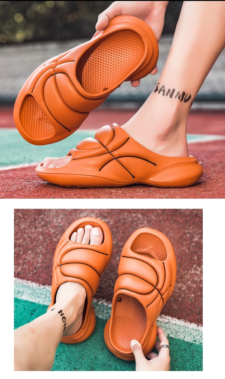 Basketball Style Slides: Thick Soft Sole Men's Home Slippers - true deals club