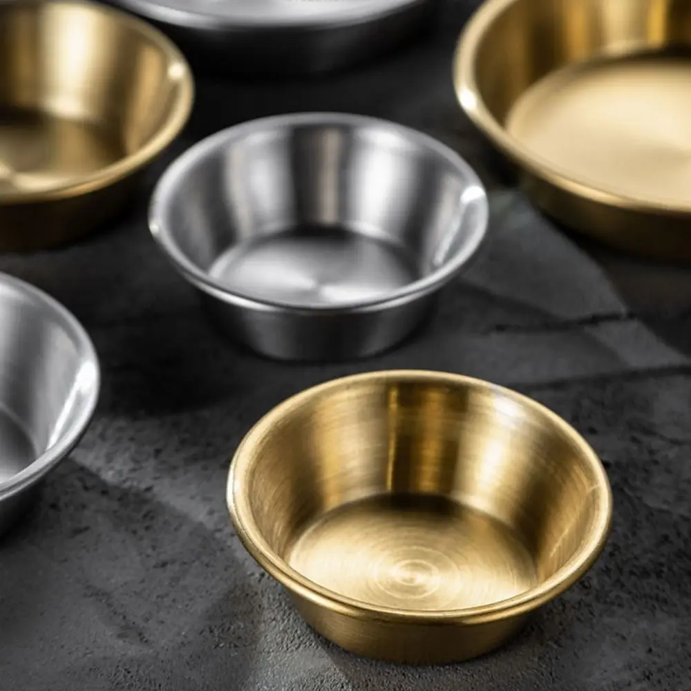 Sushi Dipping Sauce Dishes Mini Appetizer Plates 304 Stainless Steel Seasoning Tray 7/8/10/11cm Bowl Sauce Plate 1Pcs