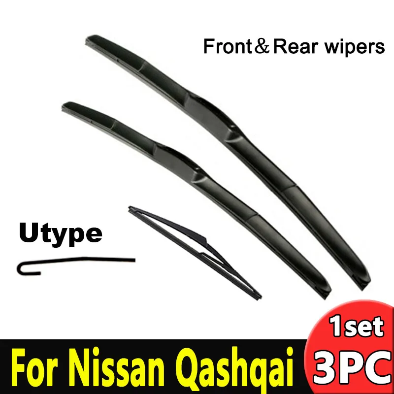 Wiper Front & Rear Wiper Blades Set For Nissan Qashqai J11 2013 2020 Windshield Windscreen