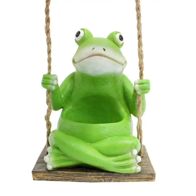 

Frog Succulent Pots Resin Frog Statue Planter Animal Planters for Succulent Frog Swing Planter Arrangement for Patio Corridor