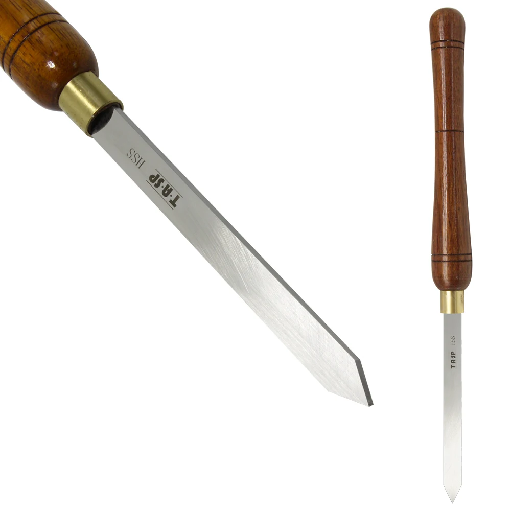 TASP HSS Wood Lathe Parting Tool Wood Turning Chisels Woodturning Tools with Walnut Handle, Standard & Diamond Blade Shape