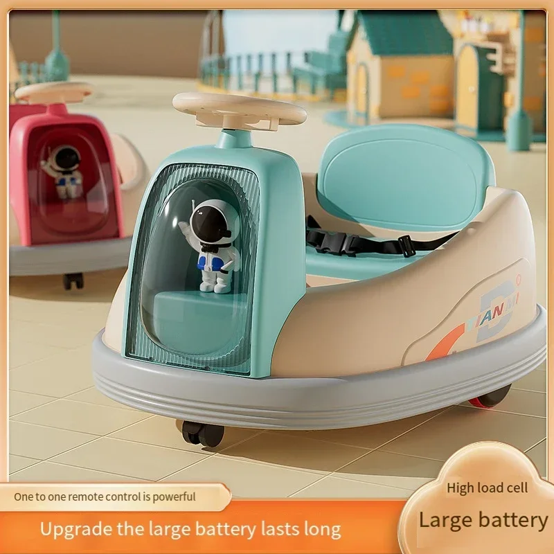 Children's Electric Bumper Car Drift Rotating Kart Transfer Car Remote Control Indoor Outdoor Toy RC Car Boys Girls Baby Can Sit 3
