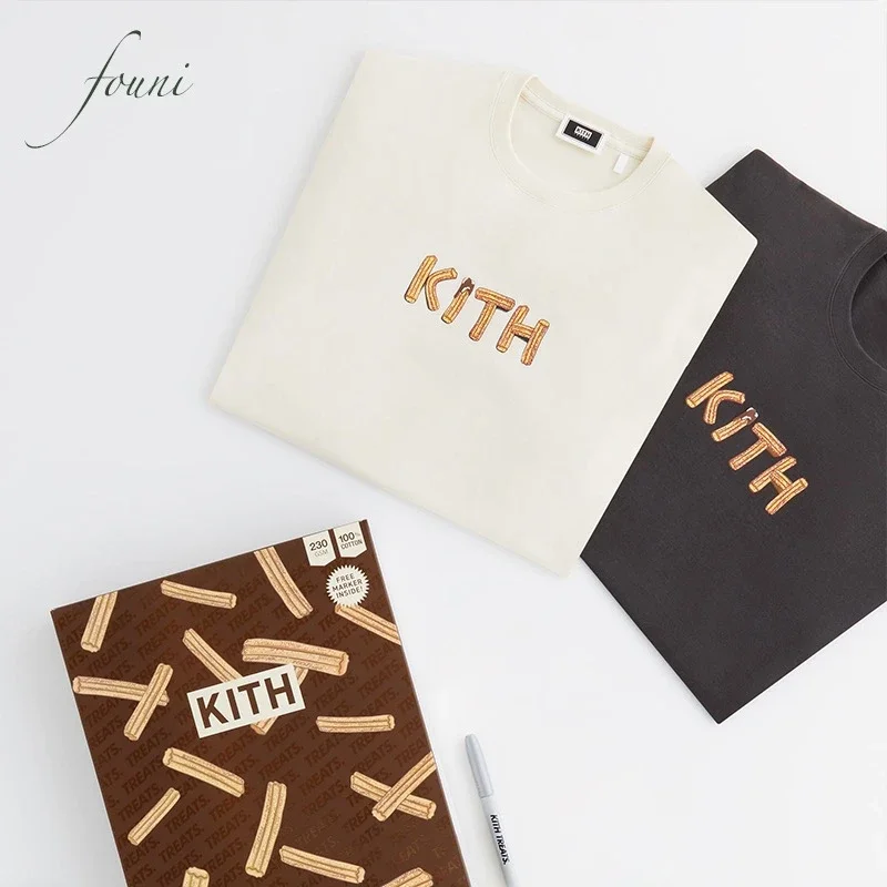 

New TREATS KITH FW T-shirt Men Women 1:1 Best Quality French Fries Chocolate T Shirt Tee Tops Clothing gym