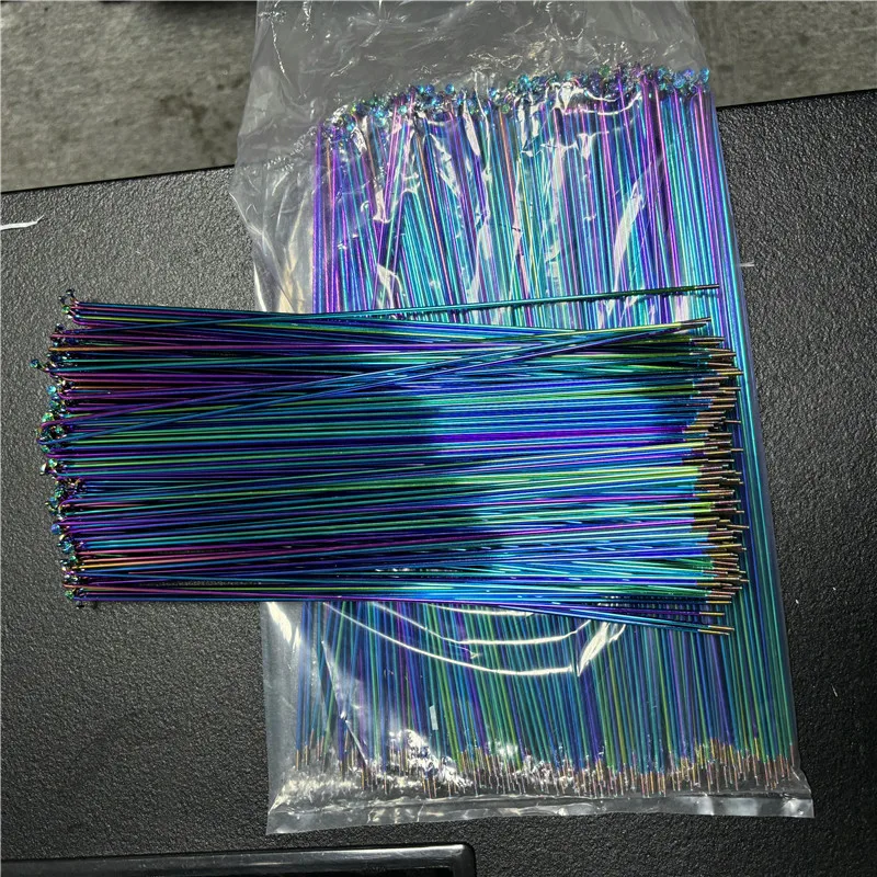 Bicycles Rainbow Spokes Vibrant Titanium-Coated Bike Stainless Steel Spokes Colorful Caps Durable Spoke for MTB/Road Bicycles