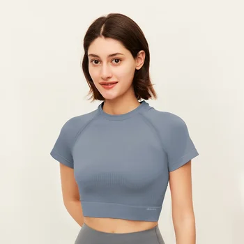 OhSunny Women Fashion Crop Tops Anti-UV UPF50+ Slim Sexy Short Sleeve Shirt Tee Design Top Gym T-Shirt Osasuna Workout Tank 2