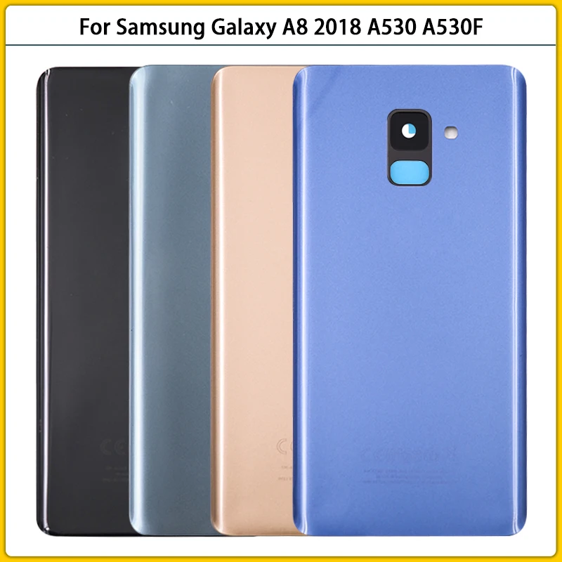 

Black Cover For Samsung Galaxy A8 2018 A530 SM-A530F A530F A530DS Battery Cover Rear Door Back Glass Housing Case with Lens