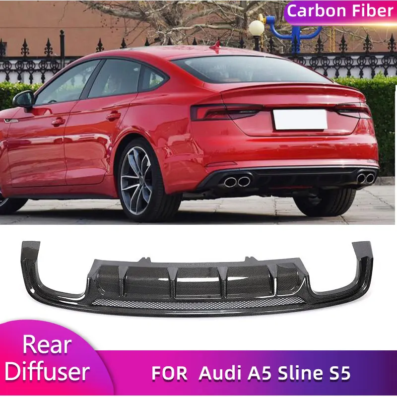 

Carbon Fiber Car Rear Bumper Diffuser Lip Spoiler For Audi A5 Sline S5 4-Door 2017-2019 Auto Rear Diffuser Apron Lip Body Kit