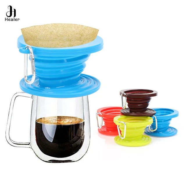 Silicone Collapsible Single Cup Coffee Maker - Cone Filter Drip Brewer