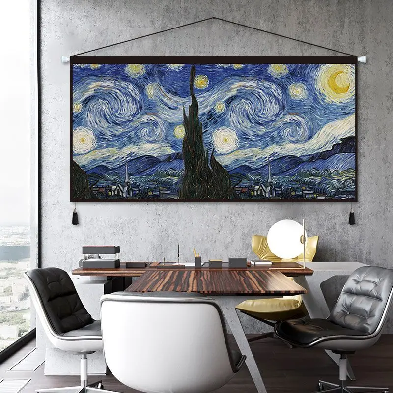 

World Famous Painting Tapestry Living Tea Dining Room Sofa Background Wall Decoration Painting Oversized Fabric Hanging Painting