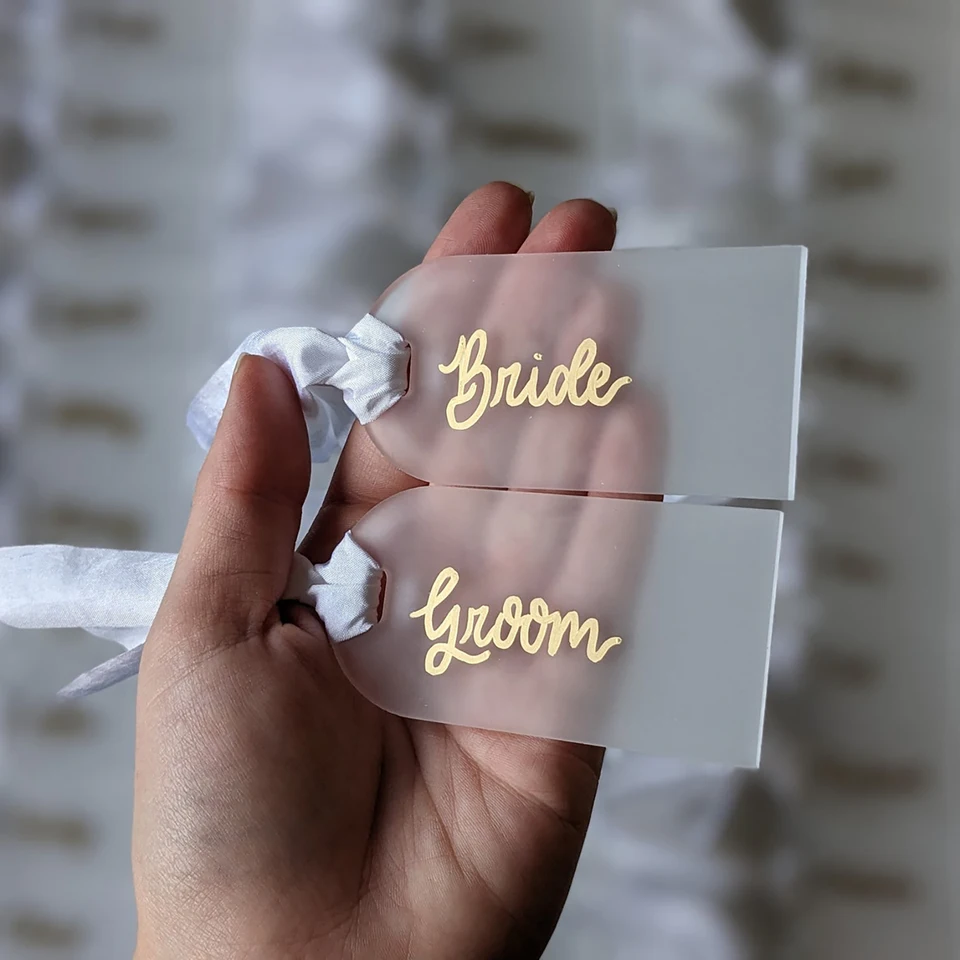 20 Tarjetas De Lugar Acrílicas Espejo Dorado, 8.9x4.4 Cm, Para Mesas De Boda Y Eventos
