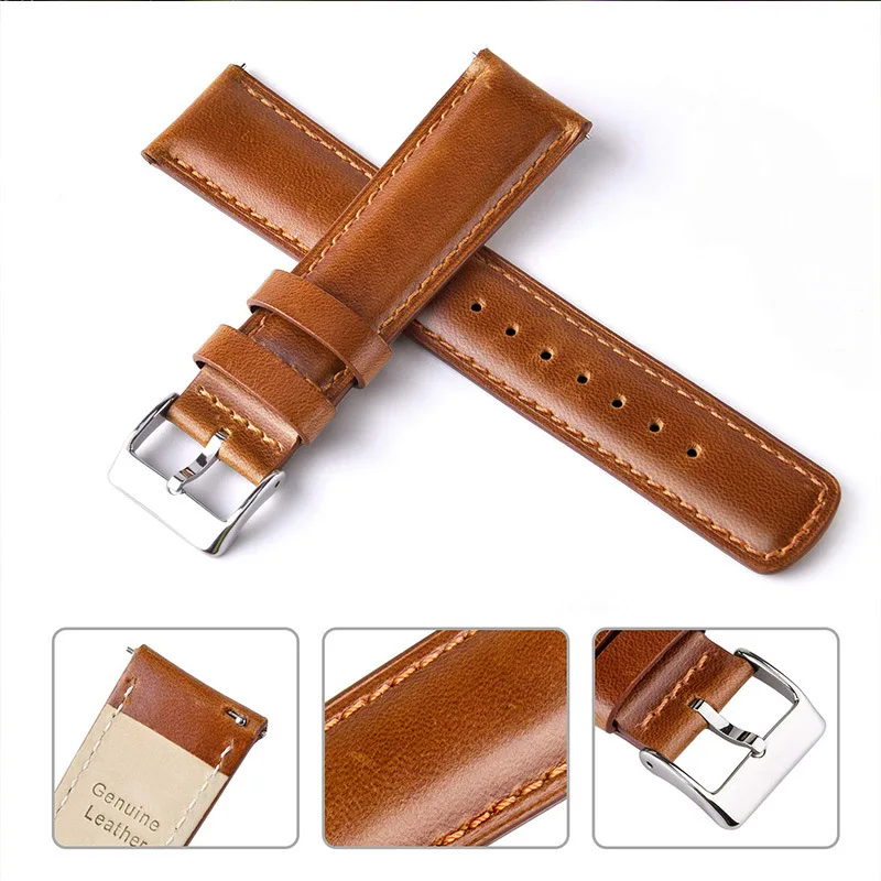 Vintage Leather Watch Strap 22mm For Huawei Bracelet For Samsung watch Accessories Quick Release Smartwatch Watchbands UTHAI