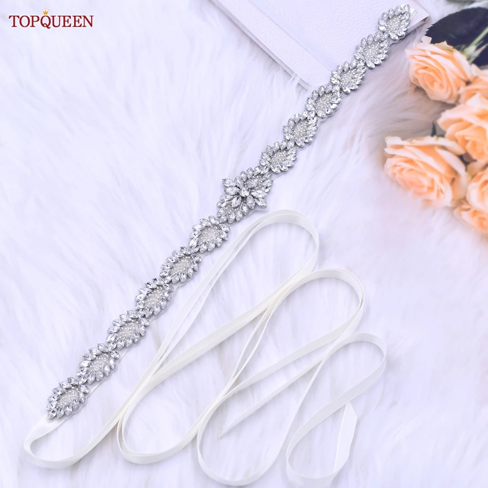 

TOPQUEEN S41 Bride Wedding Belt Ladies Bridesmaid Dress Bachelorette Party Jewelry Western Crystal Diamond Wedding Accessories