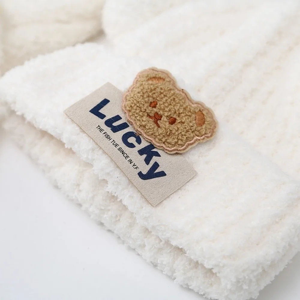 New Lucky Bear Scarf Hat Set Warm Windproof Pullover Cap Coldproof Beanie Hat for Outdoor Cycling Skiing