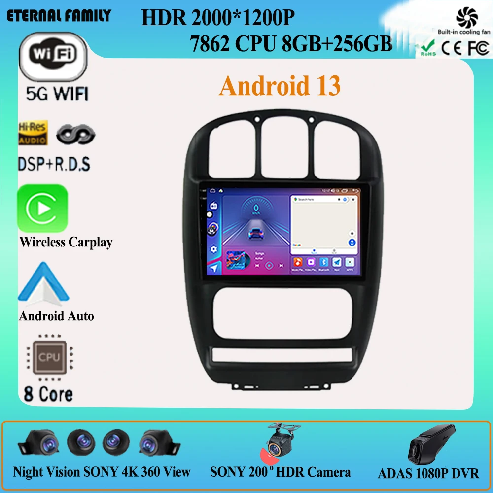 

For Dodge Caravan 4 For Chrysler Grand Voyager RS 2000 - 2012 Android 13 Carplay Auto Car Radio Multimedia Video Player GPS