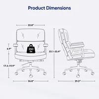 Padded Ergonomic Office Chair Genuine Leather with Aluminum Arms and Wheels for Support Rolling Swivel Executive Office Chair 2
